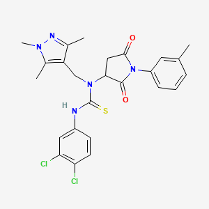 molecular formula C25H25Cl2N5O2S B4339472 N'-(3,4-DICHLOROPHENYL)-N-[1-(3-METHYLPHENYL)-2,5-DIOXOTETRAHYDRO-1H-PYRROL-3-YL]-N-[(1,3,5-TRIMETHYL-1H-PYRAZOL-4-YL)METHYL]THIOUREA 