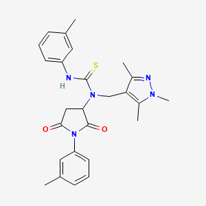 molecular formula C26H29N5O2S B4339482 N'-(3-METHYLPHENYL)-N-[1-(3-METHYLPHENYL)-2,5-DIOXOTETRAHYDRO-1H-PYRROL-3-YL]-N-[(1,3,5-TRIMETHYL-1H-PYRAZOL-4-YL)METHYL]THIOUREA 