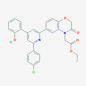 ethyl {6-[6-(4-chlorophenyl)-4-(2-hydroxyphenyl)-2-pyridinyl]-3-oxo-2,3-dihydro-4H-1,4-benzoxazin-4-yl}acetate