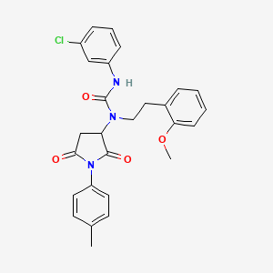 molecular formula C27H26ClN3O4 B4339498 N'-(3-CHLOROPHENYL)-N-(2-METHOXYPHENETHYL)-N-[1-(4-METHYLPHENYL)-2,5-DIOXOTETRAHYDRO-1H-PYRROL-3-YL]UREA 