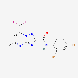 molecular formula C14H9Br2F2N5O B4339500 N-(2,4-dibromophenyl)-7-(difluoromethyl)-5-methyl[1,2,4]triazolo[1,5-a]pyrimidine-2-carboxamide 