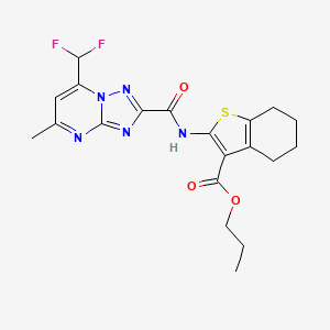 PROPYL 2-[7-(DIFLUOROMETHYL)-5-METHYL-[1,2,4]TRIAZOLO[1,5-A]PYRIMIDINE-2-AMIDO]-4,5,6,7-TETRAHYDRO-1-BENZOTHIOPHENE-3-CARBOXYLATE