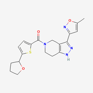 molecular formula C19H20N4O3S B4339572 [3-(5-Methyl-1,2-oxazol-3-yl)-1,4,6,7-tetrahydropyrazolo[4,3-c]pyridin-5-yl]-[5-(oxolan-2-yl)thiophen-2-yl]methanone 