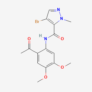 molecular formula C15H16BrN3O4 B4339573 N-(2-acetyl-4,5-dimethoxyphenyl)-4-bromo-1-methyl-1H-pyrazole-5-carboxamide 