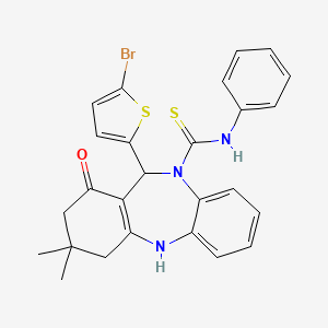 molecular formula C26H24BrN3OS2 B4339593 11-(5-bromo-2-thienyl)-3,3-dimethyl-1-oxo-N-phenyl-1,2,3,4,5,11-hexahydro-10H-dibenzo[b,e][1,4]diazepine-10-carbothioamide 