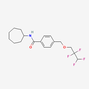 molecular formula C18H23F4NO2 B4339594 N-cycloheptyl-4-[(2,2,3,3-tetrafluoropropoxy)methyl]benzamide 