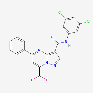 molecular formula C20H12Cl2F2N4O B4339620 N-(3,5-dichlorophenyl)-7-(difluoromethyl)-5-phenylpyrazolo[1,5-a]pyrimidine-3-carboxamide 