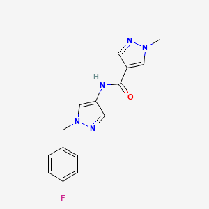 molecular formula C16H16FN5O B4339635 1-ETHYL-N~4~-[1-(4-FLUOROBENZYL)-1H-PYRAZOL-4-YL]-1H-PYRAZOLE-4-CARBOXAMIDE 