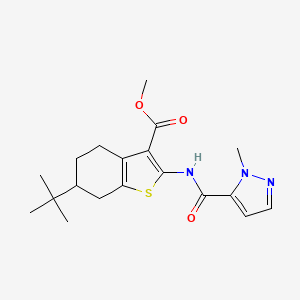 molecular formula C19H25N3O3S B4339636 METHYL 6-(TERT-BUTYL)-2-{[(1-METHYL-1H-PYRAZOL-5-YL)CARBONYL]AMINO}-4,5,6,7-TETRAHYDRO-1-BENZOTHIOPHENE-3-CARBOXYLATE 