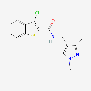 molecular formula C16H16ClN3OS B4339643 3-CHLORO-N~2~-[(1-ETHYL-3-METHYL-1H-PYRAZOL-4-YL)METHYL]-1-BENZOTHIOPHENE-2-CARBOXAMIDE 