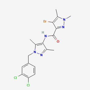 molecular formula C18H18BrCl2N5O B4339700 4-bromo-N-[1-(3,4-dichlorobenzyl)-3,5-dimethyl-1H-pyrazol-4-yl]-1,5-dimethyl-1H-pyrazole-3-carboxamide 