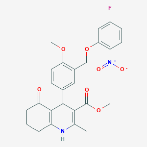 methyl 4-{3-[(5-fluoro-2-nitrophenoxy)methyl]-4-methoxyphenyl}-2-methyl-5-oxo-1,4,5,6,7,8-hexahydro-3-quinolinecarboxylate