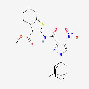 molecular formula C24H28N4O5S B4339741 methyl 2-({[1-(1-adamantyl)-4-nitro-1H-pyrazol-3-yl]carbonyl}amino)-4,5,6,7-tetrahydro-1-benzothiophene-3-carboxylate 