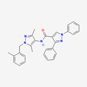 molecular formula C29H27N5O B4339756 N-[3,5-dimethyl-1-(2-methylbenzyl)-1H-pyrazol-4-yl]-1,3-diphenyl-1H-pyrazole-4-carboxamide 