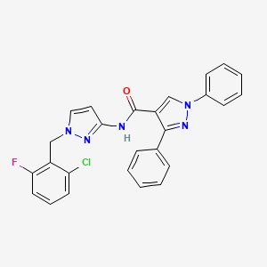 molecular formula C26H19ClFN5O B4339770 N-[1-(2-chloro-6-fluorobenzyl)-1H-pyrazol-3-yl]-1,3-diphenyl-1H-pyrazole-4-carboxamide 