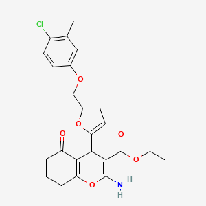 molecular formula C24H24ClNO6 B4339782 ethyl 2-amino-4-{5-[(4-chloro-3-methylphenoxy)methyl]-2-furyl}-5-oxo-5,6,7,8-tetrahydro-4H-chromene-3-carboxylate 