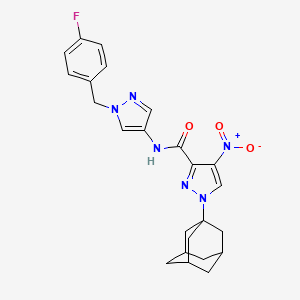 molecular formula C24H25FN6O3 B4339881 1-(1-adamantyl)-N-[1-(4-fluorobenzyl)-1H-pyrazol-4-yl]-4-nitro-1H-pyrazole-3-carboxamide 