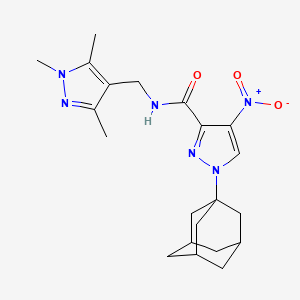 molecular formula C21H28N6O3 B4339902 1-(1-adamantyl)-4-nitro-N-[(1,3,5-trimethyl-1H-pyrazol-4-yl)methyl]-1H-pyrazole-3-carboxamide 