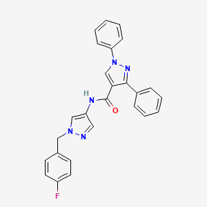 molecular formula C26H20FN5O B4339918 N-[1-(4-fluorobenzyl)-1H-pyrazol-4-yl]-1,3-diphenyl-1H-pyrazole-4-carboxamide 