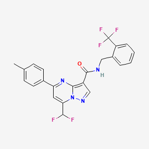 molecular formula C23H17F5N4O B4339950 7-(difluoromethyl)-5-(4-methylphenyl)-N-[2-(trifluoromethyl)benzyl]pyrazolo[1,5-a]pyrimidine-3-carboxamide 