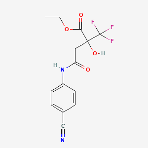 molecular formula C14H13F3N2O4 B4339965 Ethyl 4-(4-cyanoanilino)-2-hydroxy-4-oxo-2-(trifluoromethyl)butanoate 