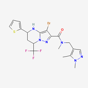 molecular formula C19H20BrF3N6OS B4339971 3-BROMO-N~2~-[(1,5-DIMETHYL-1H-PYRAZOL-4-YL)METHYL]-N~2~-METHYL-5-(2-THIENYL)-7-(TRIFLUOROMETHYL)-4,5,6,7-TETRAHYDROPYRAZOLO[1,5-A]PYRIMIDINE-2-CARBOXAMIDE 