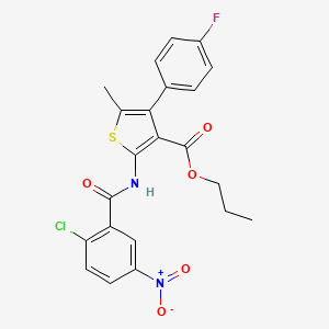 molecular formula C22H18ClFN2O5S B4340051 propyl 2-[(2-chloro-5-nitrobenzoyl)amino]-4-(4-fluorophenyl)-5-methyl-3-thiophenecarboxylate 