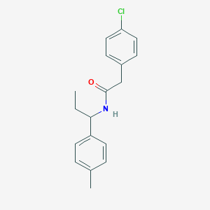 molecular formula C18H20ClNO B4340073 2-(4-chlorophenyl)-N-[1-(4-methylphenyl)propyl]acetamide 