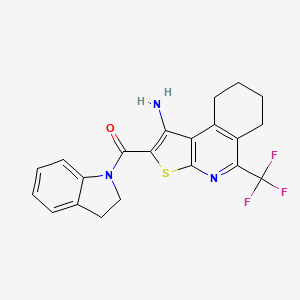 molecular formula C21H18F3N3OS B4340082 2-(2,3-dihydro-1H-indol-1-ylcarbonyl)-5-(trifluoromethyl)-6,7,8,9-tetrahydrothieno[2,3-c]isoquinolin-1-amine 