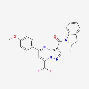 molecular formula C24H20F2N4O2 B4340104 [7-(difluoromethyl)-5-(4-methoxyphenyl)pyrazolo[1,5-a]pyrimidin-3-yl](2-methyl-2,3-dihydro-1H-indol-1-yl)methanone 