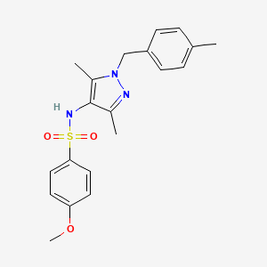 molecular formula C20H23N3O3S B4340125 N-[3,5-DIMETHYL-1-(4-METHYLBENZYL)-1H-PYRAZOL-4-YL]-4-METHOXY-1-BENZENESULFONAMIDE 