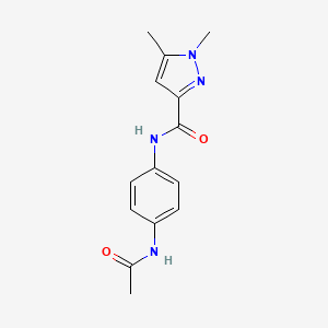 molecular formula C14H16N4O2 B4340134 N~3~-[4-(ACETYLAMINO)PHENYL]-1,5-DIMETHYL-1H-PYRAZOLE-3-CARBOXAMIDE 