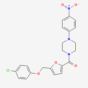 molecular formula C22H20ClN3O5 B4340141 {5-[(4-CHLOROPHENOXY)METHYL]-2-FURYL}[4-(4-NITROPHENYL)PIPERAZINO]METHANONE 