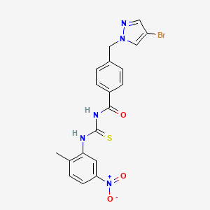 molecular formula C19H16BrN5O3S B4340158 N-{4-[(4-BROMO-1H-PYRAZOL-1-YL)METHYL]BENZOYL}-N'-(2-METHYL-5-NITROPHENYL)THIOUREA 