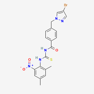 molecular formula C20H18BrN5O3S B4340164 N-{4-[(4-BROMO-1H-PYRAZOL-1-YL)METHYL]BENZOYL}-N'-(2,4-DIMETHYL-6-NITROPHENYL)THIOUREA 