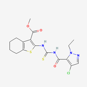 METHYL 2-[({[(4-CHLORO-1-ETHYL-1H-PYRAZOL-5-YL)CARBONYL]AMINO}CARBOTHIOYL)AMINO]-4,5,6,7-TETRAHYDRO-1-BENZOTHIOPHENE-3-CARBOXYLATE