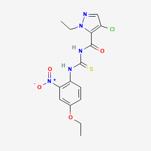 molecular formula C15H16ClN5O4S B4340184 N-[(4-CHLORO-1-ETHYL-1H-PYRAZOL-5-YL)CARBONYL]-N'-(4-ETHOXY-2-NITROPHENYL)THIOUREA 