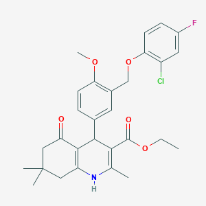 ethyl 4-{3-[(2-chloro-4-fluorophenoxy)methyl]-4-methoxyphenyl}-2,7,7-trimethyl-5-oxo-1,4,5,6,7,8-hexahydro-3-quinolinecarboxylate