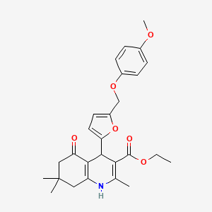 molecular formula C27H31NO6 B4340237 ethyl 4-{5-[(4-methoxyphenoxy)methyl]-2-furyl}-2,7,7-trimethyl-5-oxo-1,4,5,6,7,8-hexahydro-3-quinolinecarboxylate 