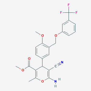 methyl 6-amino-5-cyano-4-(4-methoxy-3-{[3-(trifluoromethyl)phenoxy]methyl}phenyl)-2-methyl-4H-pyran-3-carboxylate