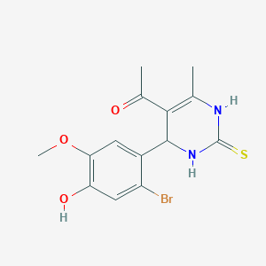 molecular formula C14H15BrN2O3S B4340270 1-[4-(2-bromo-4-hydroxy-5-methoxyphenyl)-6-methyl-2-thioxo-1,2,3,4-tetrahydro-5-pyrimidinyl]ethanone 