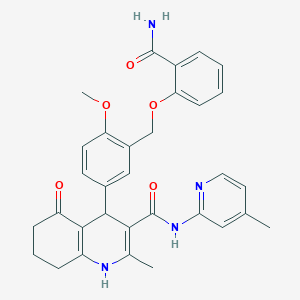 molecular formula C32H32N4O5 B4340284 4-(3-{[2-(AMINOCARBONYL)PHENOXY]METHYL}-4-METHOXYPHENYL)-2-METHYL-N-(4-METHYL-2-PYRIDYL)-5-OXO-1,4,5,6,7,8-HEXAHYDRO-3-QUINOLINECARBOXAMIDE 