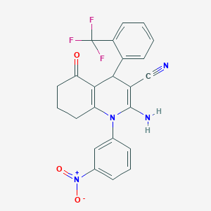 2-amino-1-(3-nitrophenyl)-5-oxo-4-[2-(trifluoromethyl)phenyl]-1,4,5,6,7,8-hexahydro-3-quinolinecarbonitrile