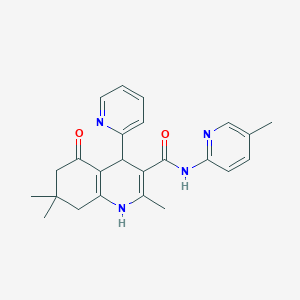 molecular formula C24H26N4O2 B4340305 2,7,7-TRIMETHYL-N-(5-METHYL-2-PYRIDYL)-5-OXO-4-(2-PYRIDYL)-1,4,5,6,7,8-HEXAHYDRO-3-QUINOLINECARBOXAMIDE 