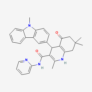 molecular formula C31H30N4O2 B4340319 2,7,7-TRIMETHYL-4-(9-METHYL-9H-CARBAZOL-3-YL)-5-OXO-N-(2-PYRIDYL)-1,4,5,6,7,8-HEXAHYDRO-3-QUINOLINECARBOXAMIDE 