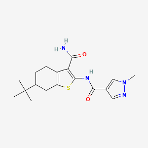 molecular formula C18H24N4O2S B4340330 N-[3-(aminocarbonyl)-6-tert-butyl-4,5,6,7-tetrahydro-1-benzothien-2-yl]-1-methyl-1H-pyrazole-4-carboxamide 