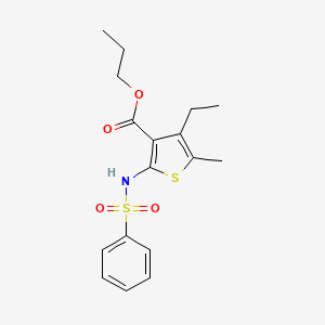 molecular formula C17H21NO4S2 B4340354 propyl 4-ethyl-5-methyl-2-[(phenylsulfonyl)amino]-3-thiophenecarboxylate 