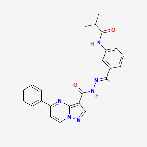 2-METHYL-N~1~-[3-(1-{(E)-2-[(7-METHYL-5-PHENYLPYRAZOLO[1,5-A]PYRIMIDIN-3-YL)CARBONYL]HYDRAZONO}ETHYL)PHENYL]PROPANAMIDE