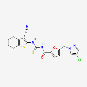 molecular formula C19H16ClN5O2S2 B4340374 N-({5-[(4-CHLORO-1H-PYRAZOL-1-YL)METHYL]-2-FURYL}CARBONYL)-N'-(3-CYANO-4,5,6,7-TETRAHYDRO-1-BENZOTHIOPHEN-2-YL)THIOUREA 