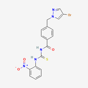 molecular formula C18H14BrN5O3S B4340394 N-{4-[(4-BROMO-1H-PYRAZOL-1-YL)METHYL]BENZOYL}-N'-(2-NITROPHENYL)THIOUREA 